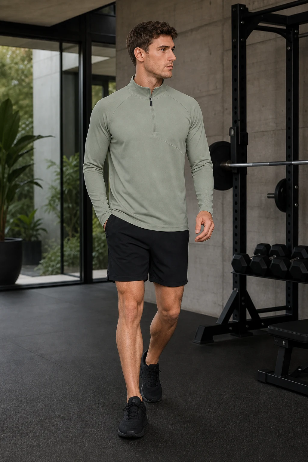 Men's Lightweight Long Sleeve Active T-Shirt with Zipper — ANON INC campaign 3