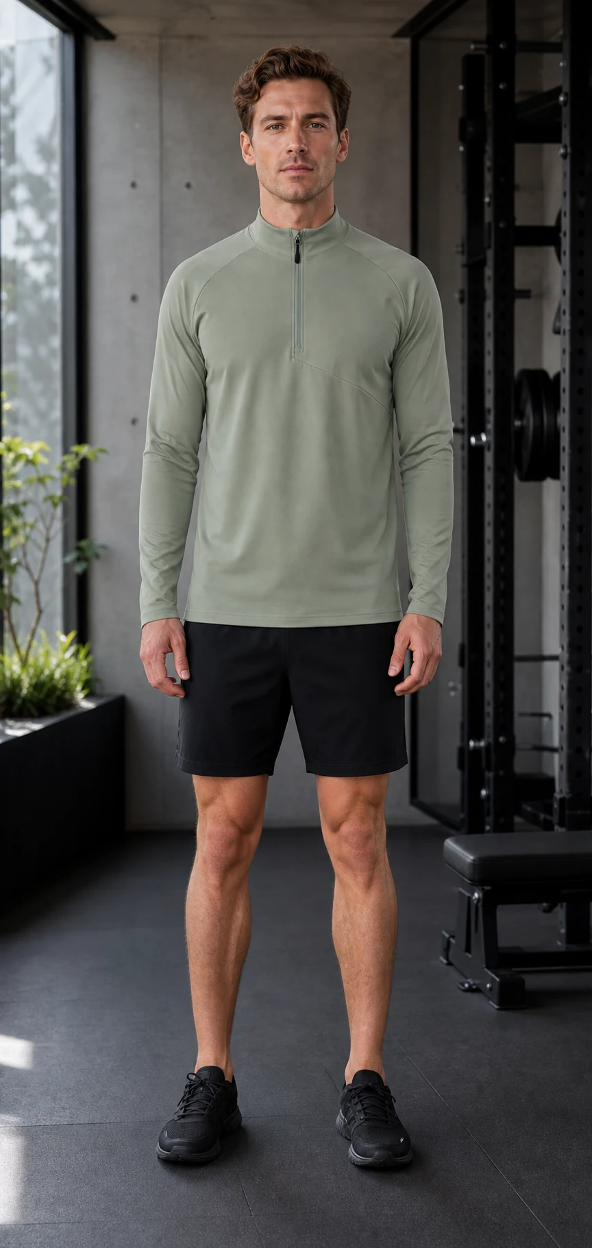 Men's Lightweight Long Sleeve Active T-Shirt with Zipper — ANON INC campaign