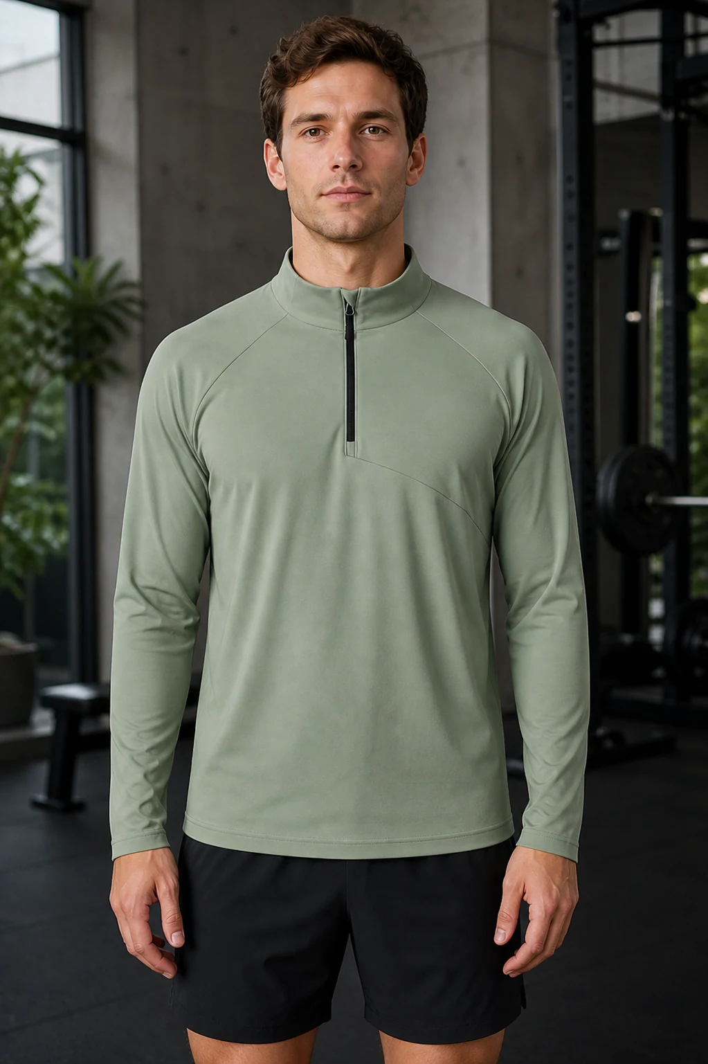 Men's Lightweight Long Sleeve Active T-Shirt with Zipper — ANON INC campaign 4