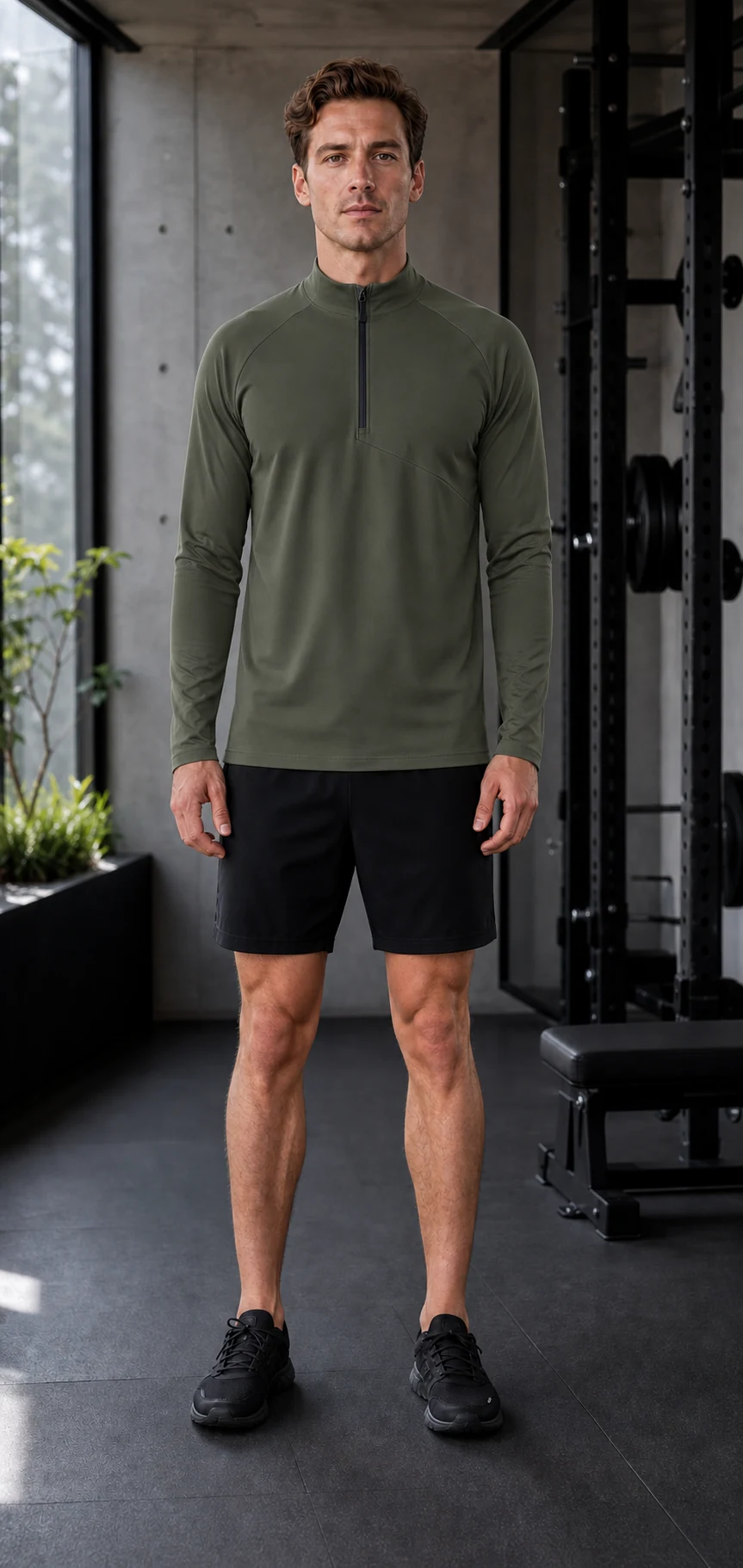 Men's Lightweight Long Sleeve Active T-Shirt with Zipper — ANON INC campaign