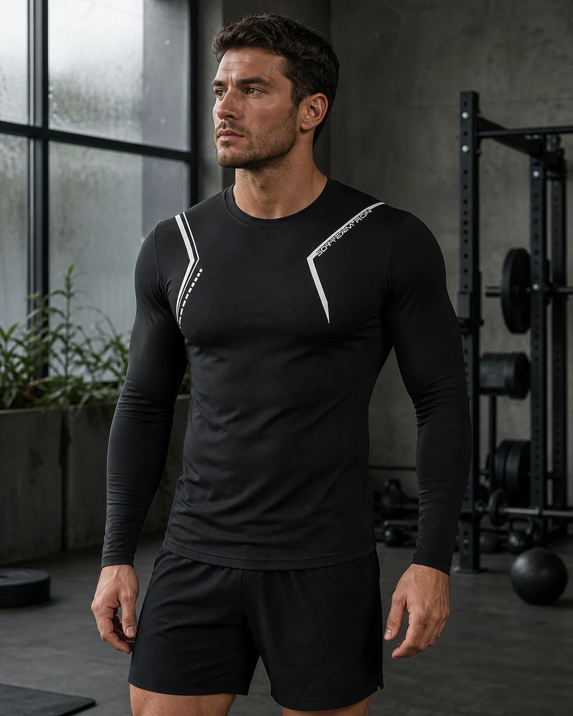 Men's Full Size Round Neck Long Sleeve Active T-Shirt Plus Size — ANON INC campaign